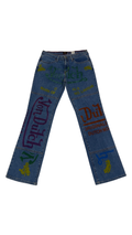 W 13 / M 32 x 32 Vintage Von Dutch Sample Big Print Jeans