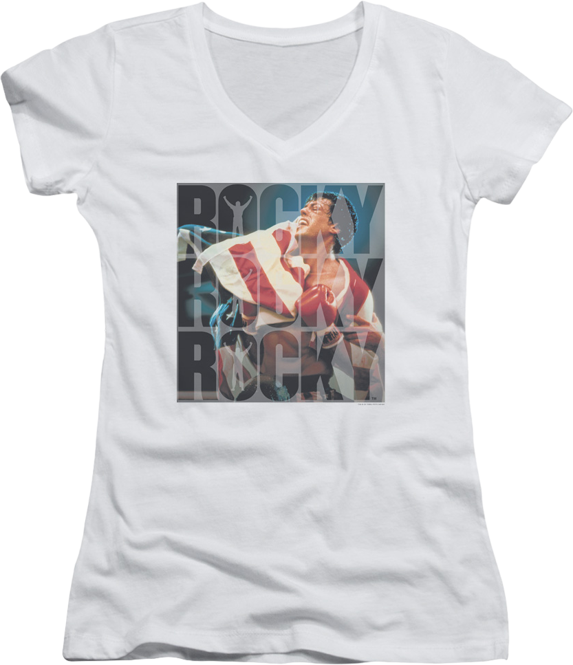 Ladies American Flag Rocky V-Neck Shirt product image 1