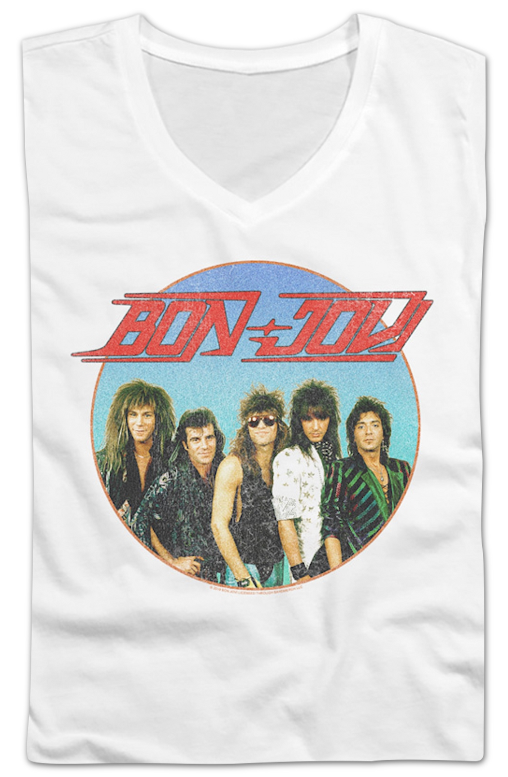 Ladies Retro Circle Bon Jovi V-Neck Shirt product image 2