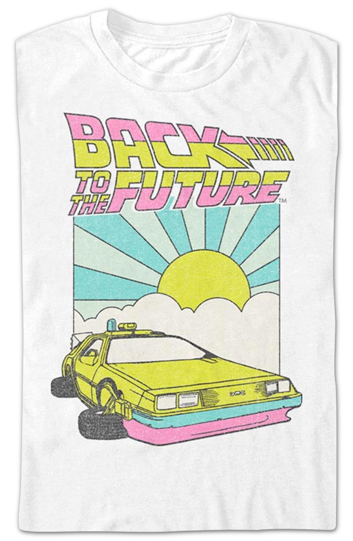 White Retro DeLorean Sunshine Back To The Future T-Shirt product image 2