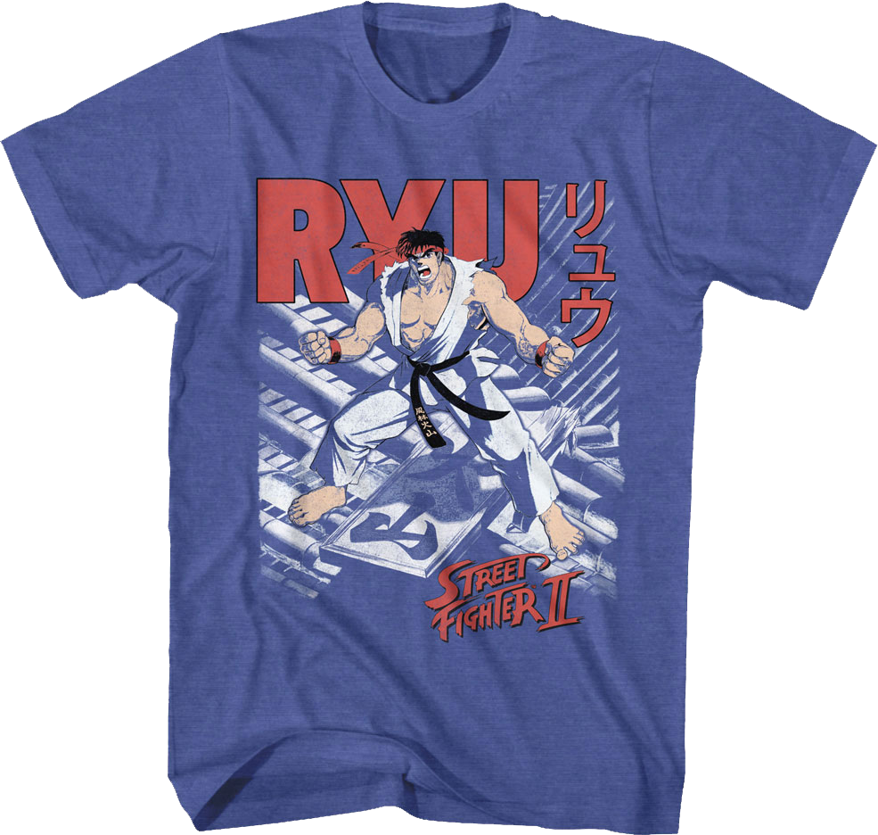 Ryu Japanese Text Street Fighter II T-Shirt product image 1