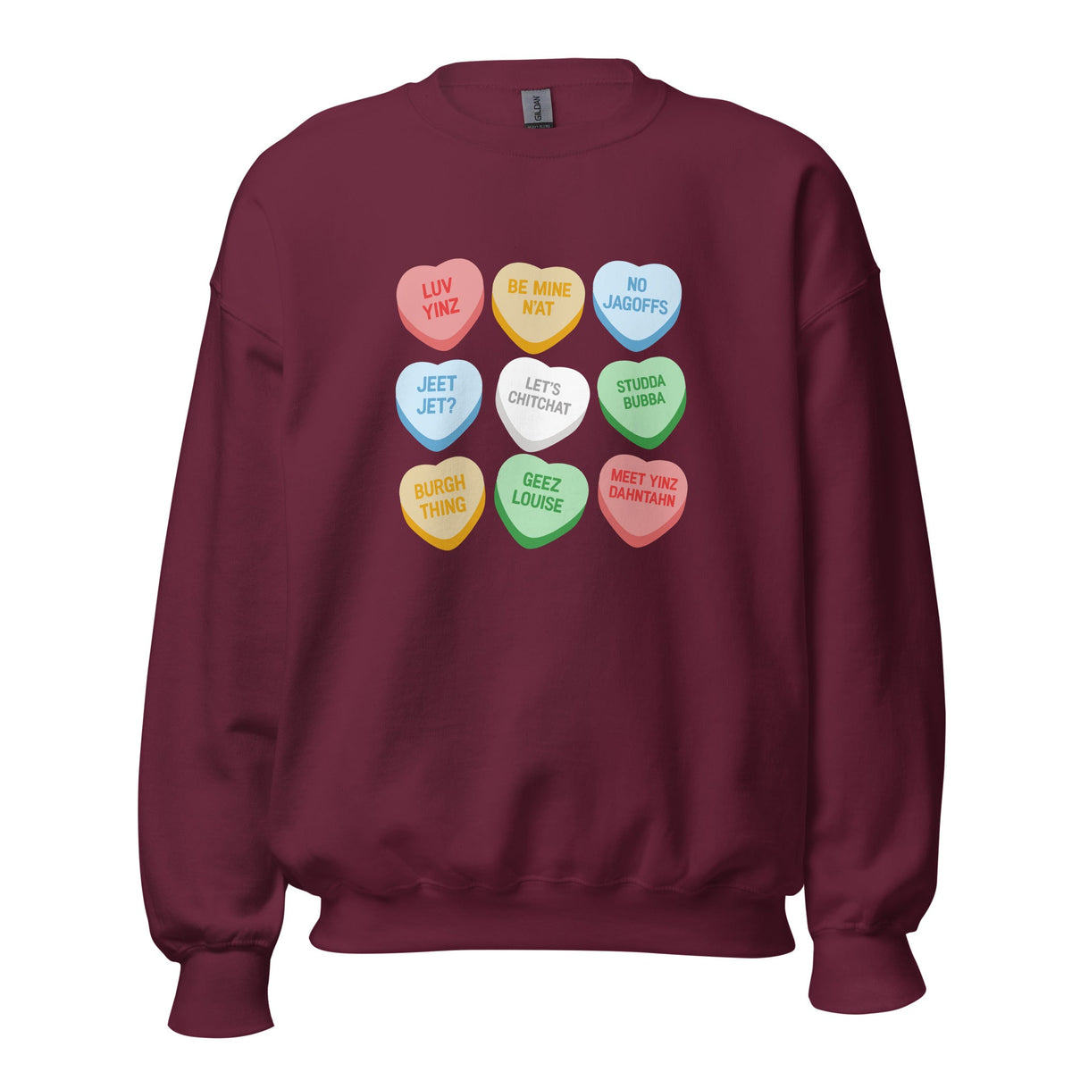 Pittsburghese Conversation Hearts | Crewneck Sweatshirt product image 4