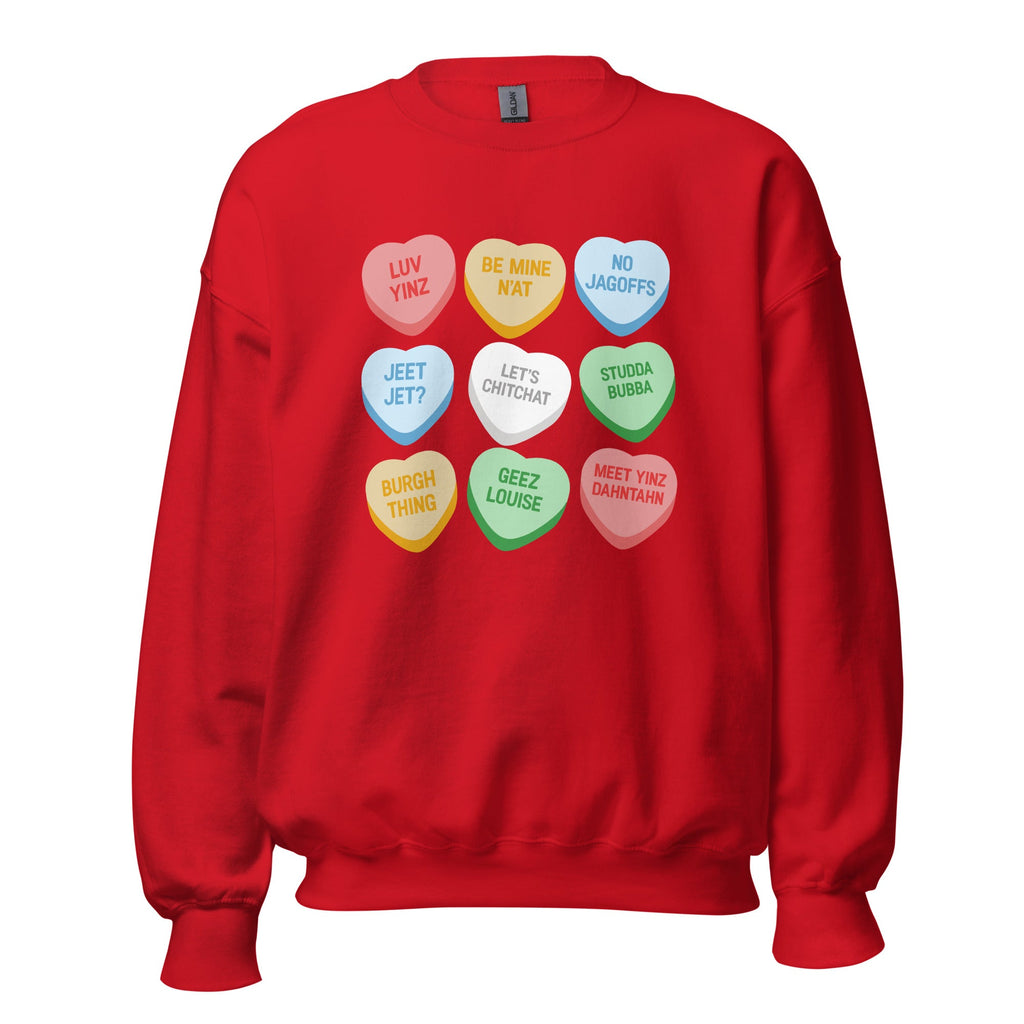 Pittsburghese Conversation Hearts | Crewneck Sweatshirt product image 1
