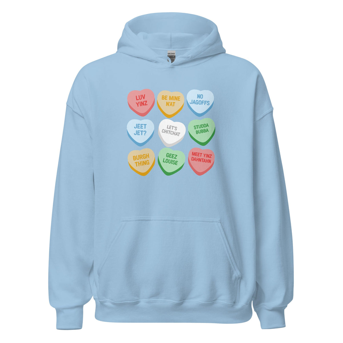 Pittsburghese Conversation Hearts | Hoodie product image 4