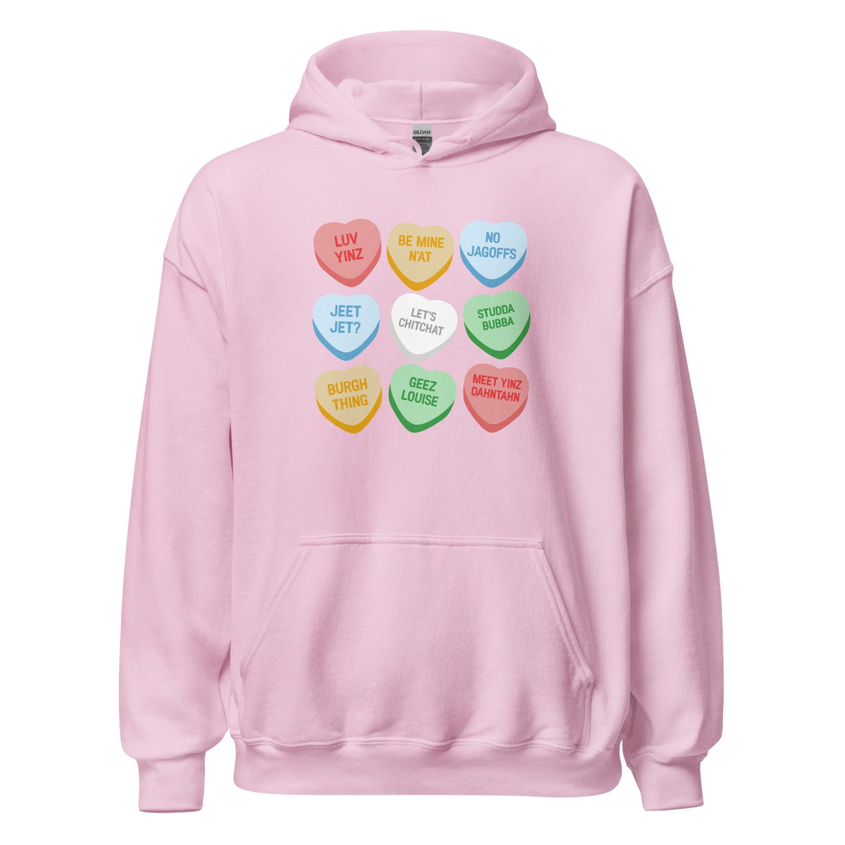 Pittsburghese Conversation Hearts | Hoodie product image 5