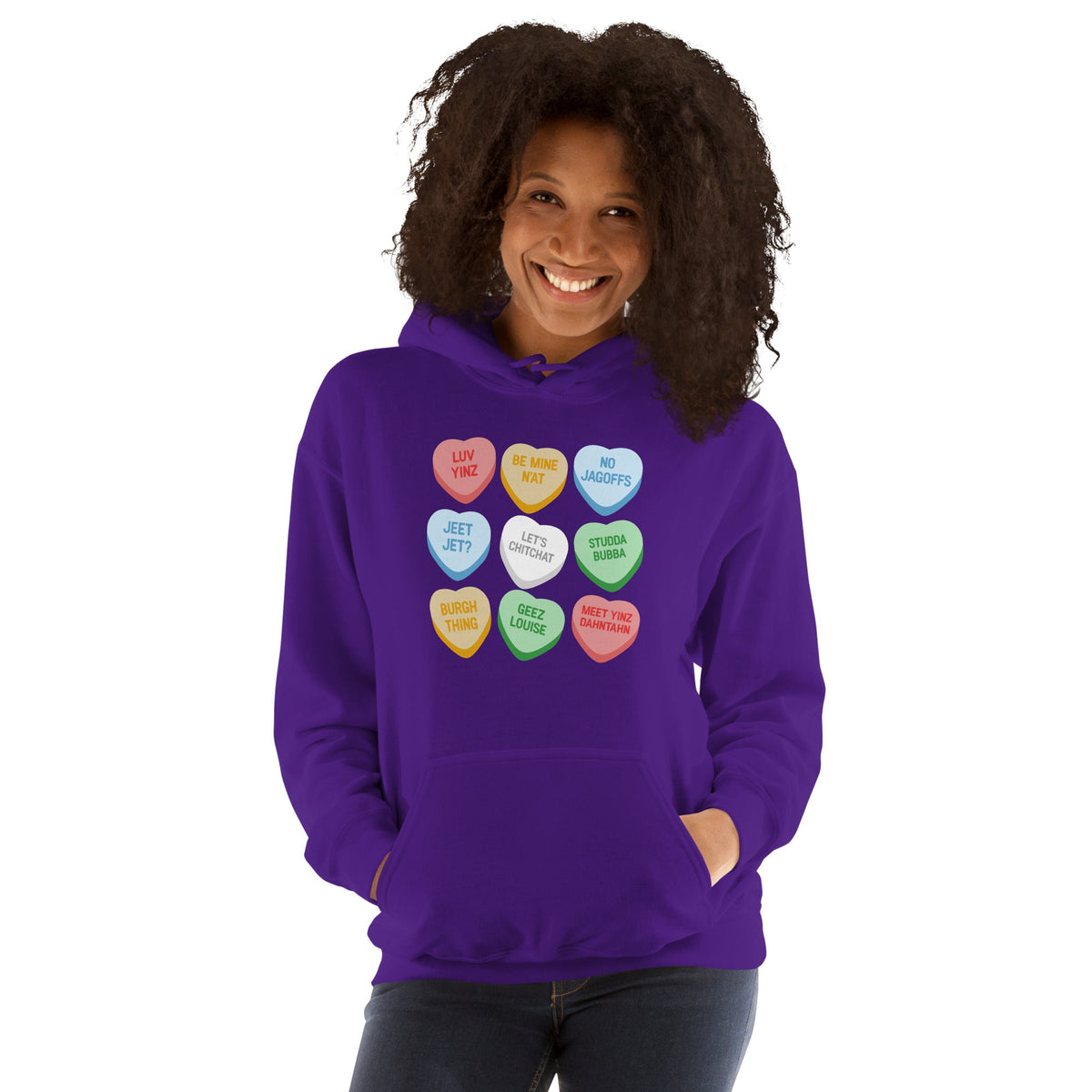 Pittsburghese Conversation Hearts | Hoodie product image 7
