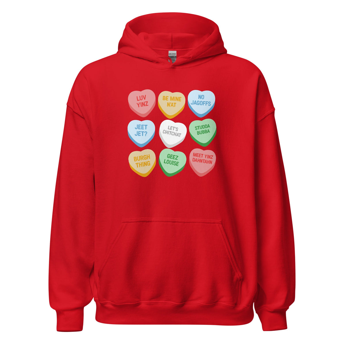 Pittsburghese Conversation Hearts | Hoodie product image 2