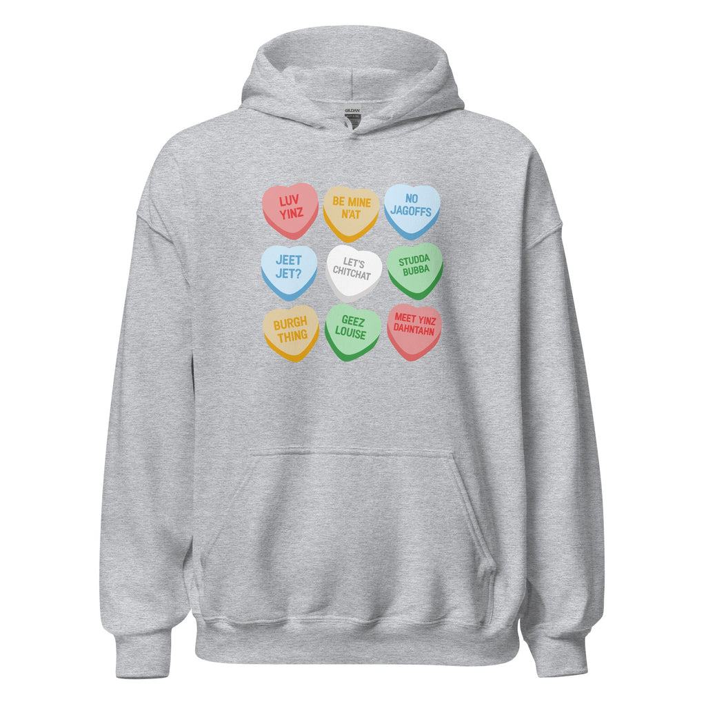 Pittsburghese Conversation Hearts | Hoodie product image 3