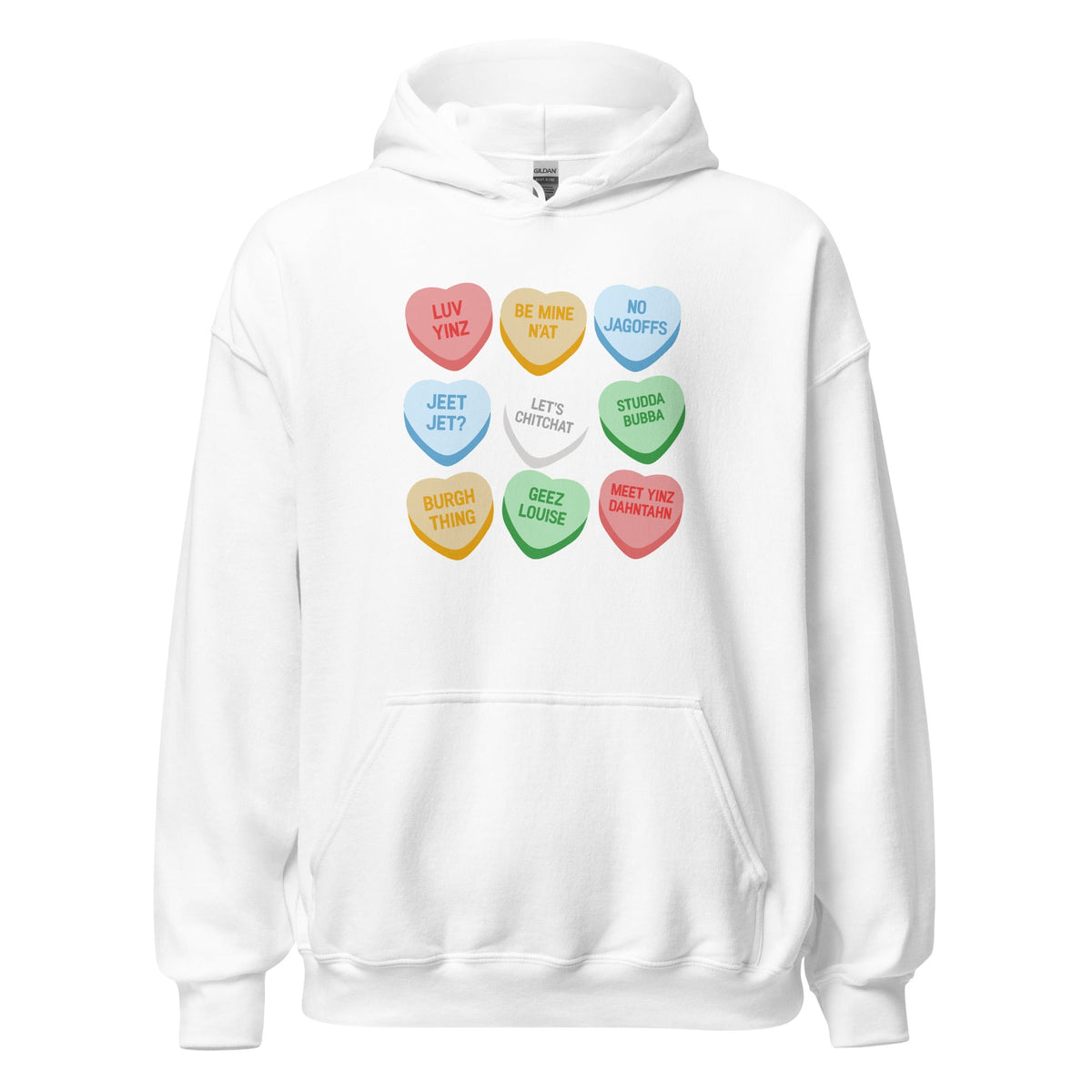 Pittsburghese Conversation Hearts | Hoodie product image 1