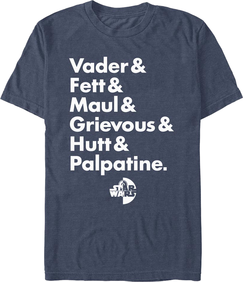 Villain Names Star Wars T-Shirt product image 1
