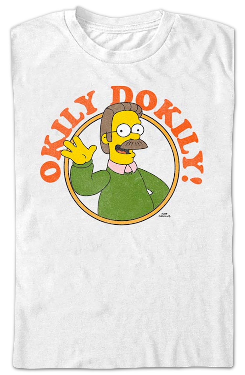 White Ned Flanders Okily Dokily Simpsons T-Shirt product image 2