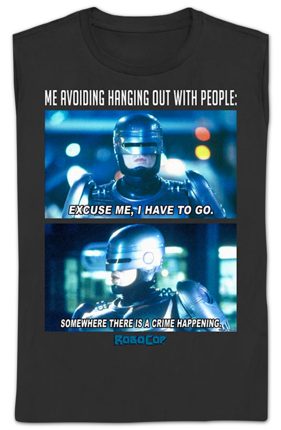 Womens Avoiding Hanging Out With People Robocop Shirt product image 2