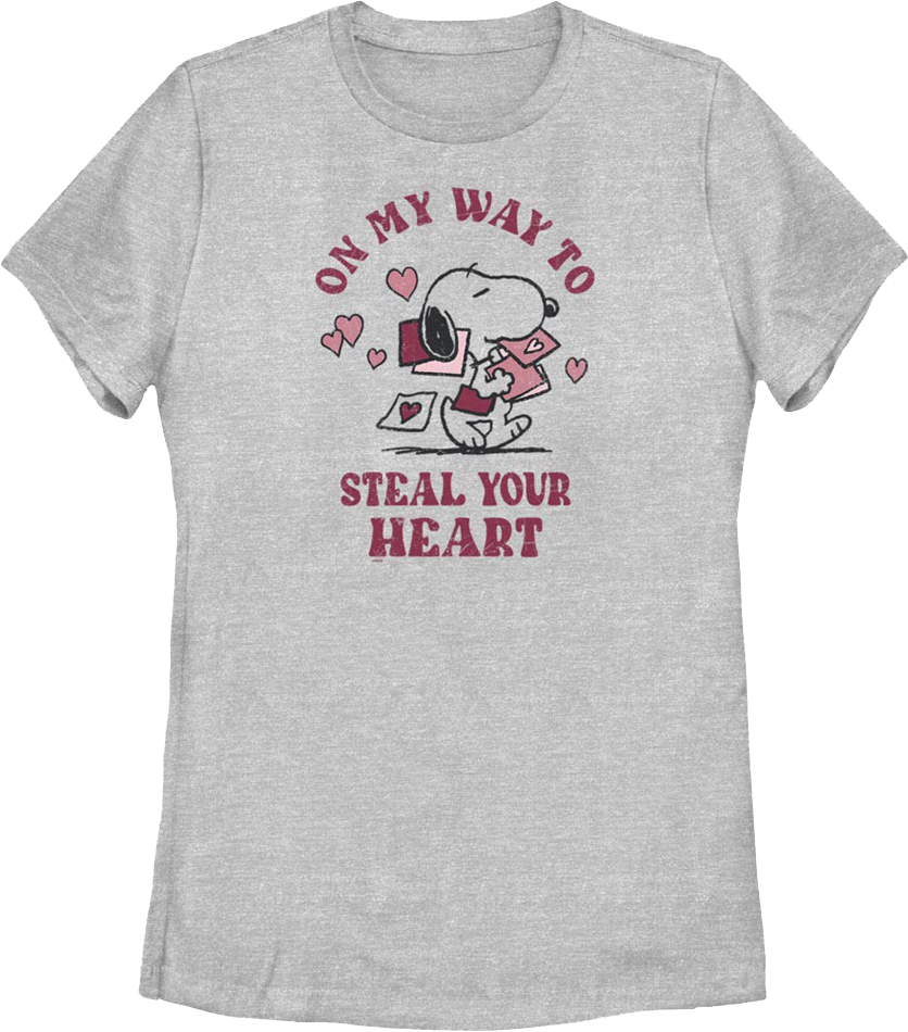 Womens On My Way To Steal Your Heart Peanuts Shirt product image 1