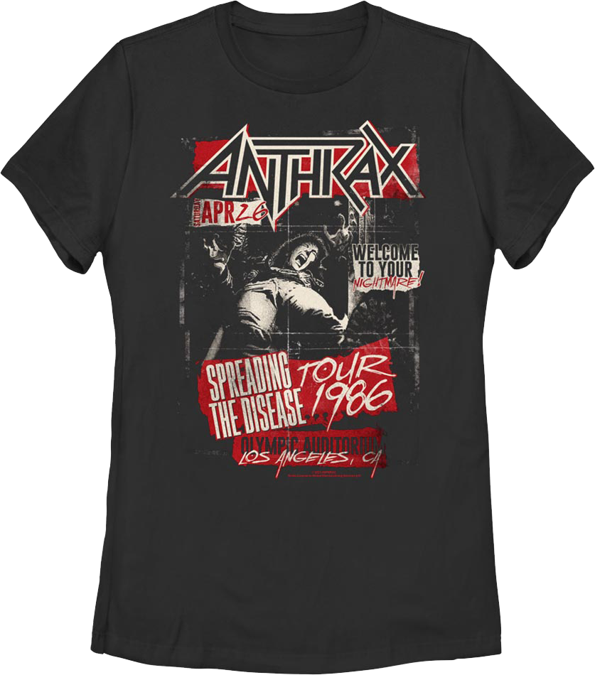 Womens Spreading The Disease Tour 1986 Anthrax Shirt product image 1