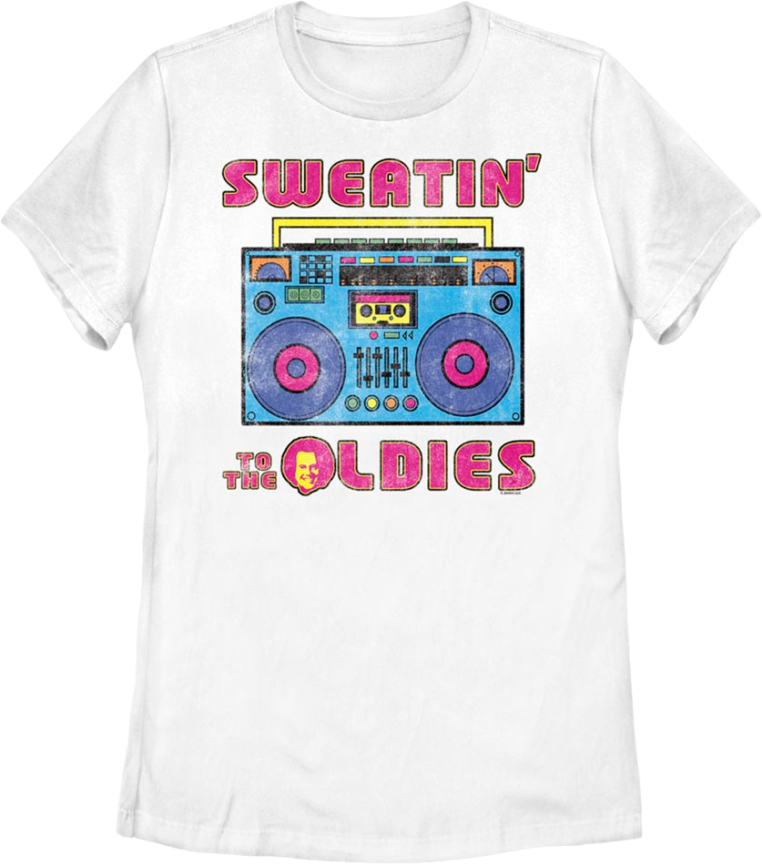 Womens Sweatin' To The Oldies Boombox Richard Simmons Shirt product image 1